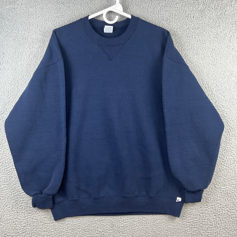 Vintage Russell Athletic Sweatshirt Mens XL Blue Crewneck Blank Made in USA 90s